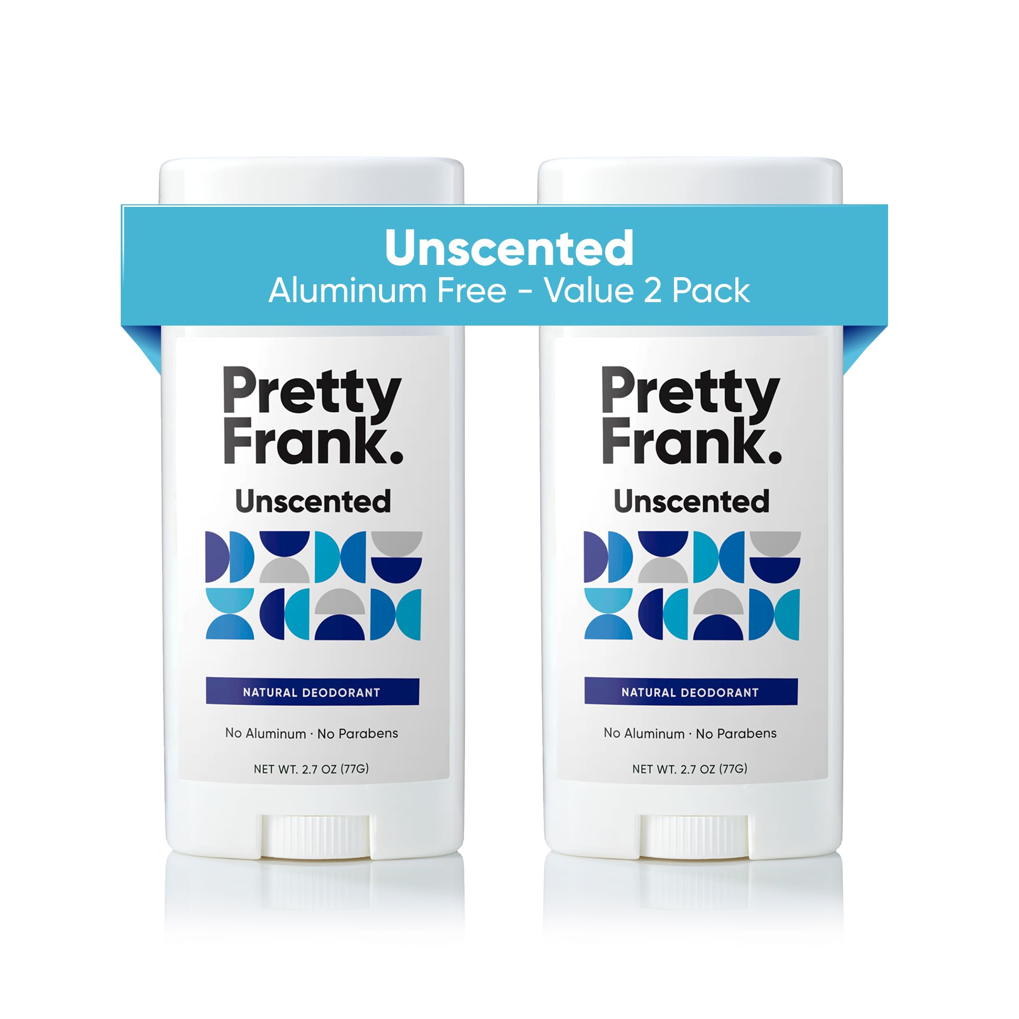 Pretty Frank Unscented Aluminum-Free Deodorant Stick – 2-Pack | All-Day Odor Control