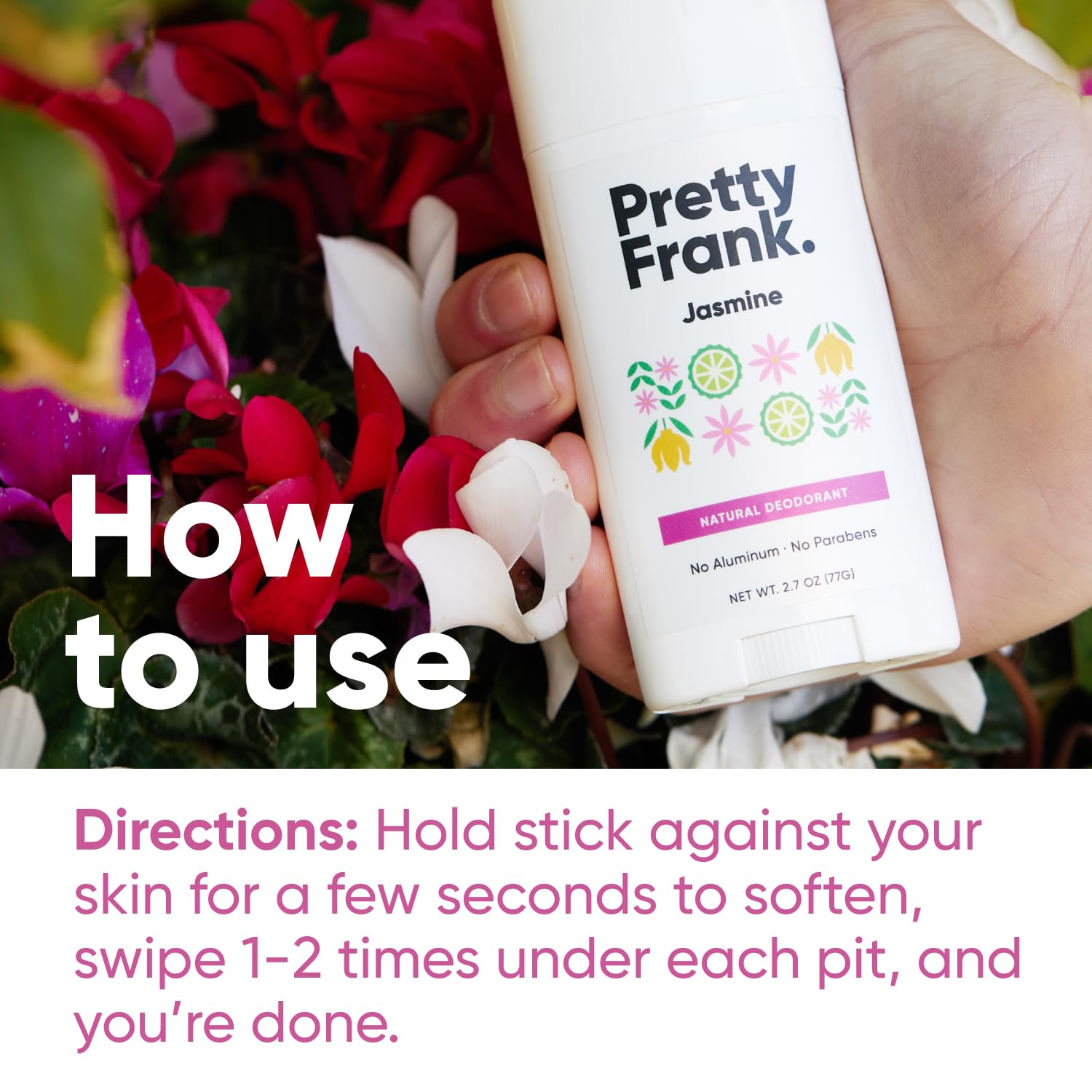 Pretty Frank Jasmine Aluminum-Free Deodorant Stick – All-Day Odor Control with Organic Ingredients