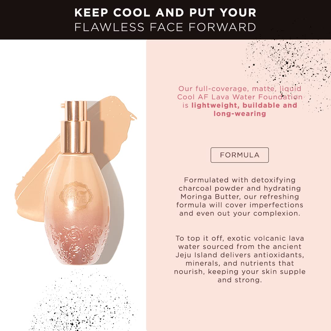 Pretty Vulgar Cool AF Lava Water Foundation – Full Coverage Matte, Charcoal Detox, Moringa Hydration, Vegan