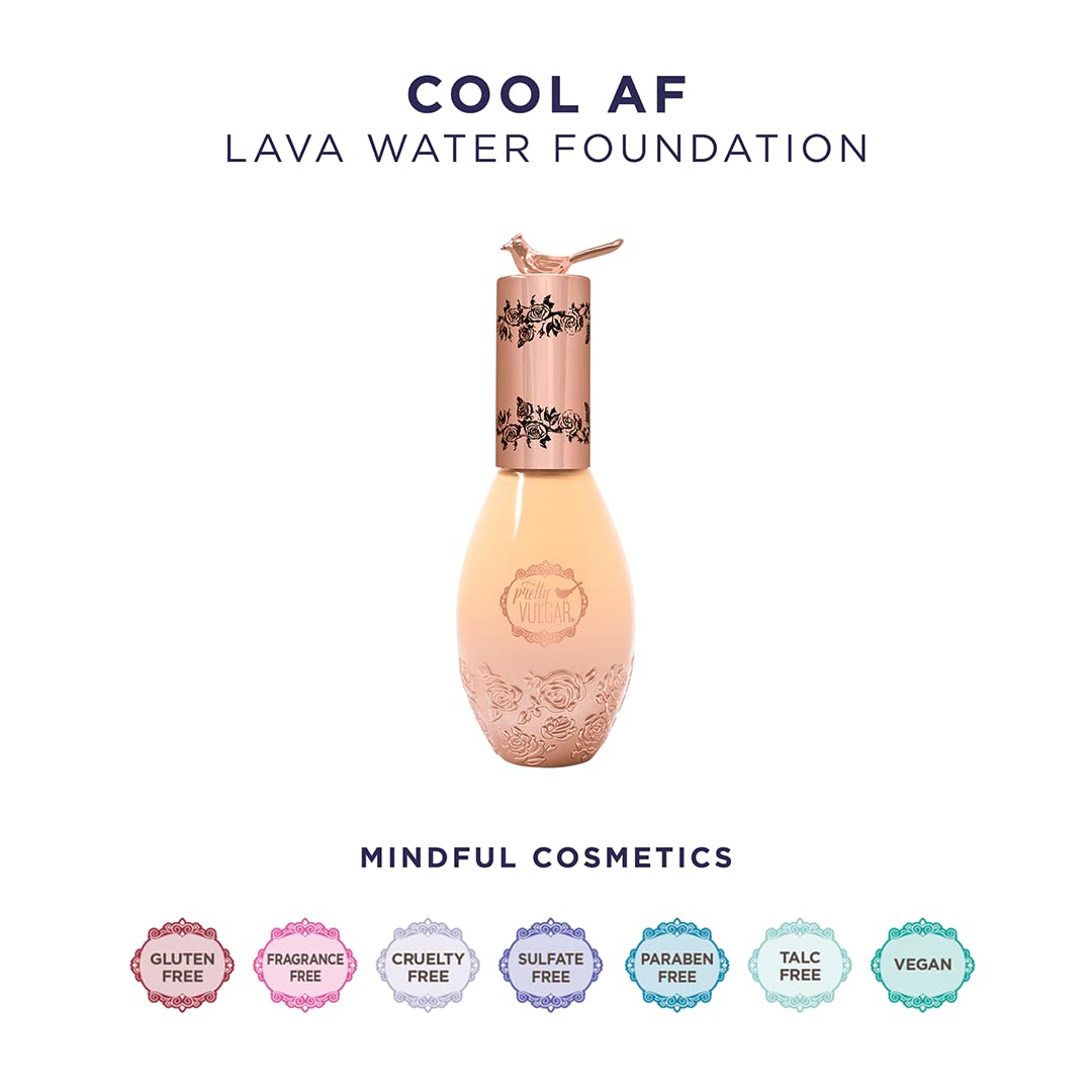 Pretty Vulgar Cool AF Lava Water Foundation – Full Coverage Matte, Charcoal Detox, Moringa Hydration, Vegan