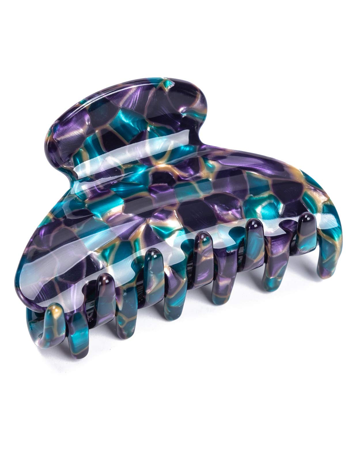 Prettyou Handmade Acetate French Design Hair Claw – Tortoise Shell Green-Purple
