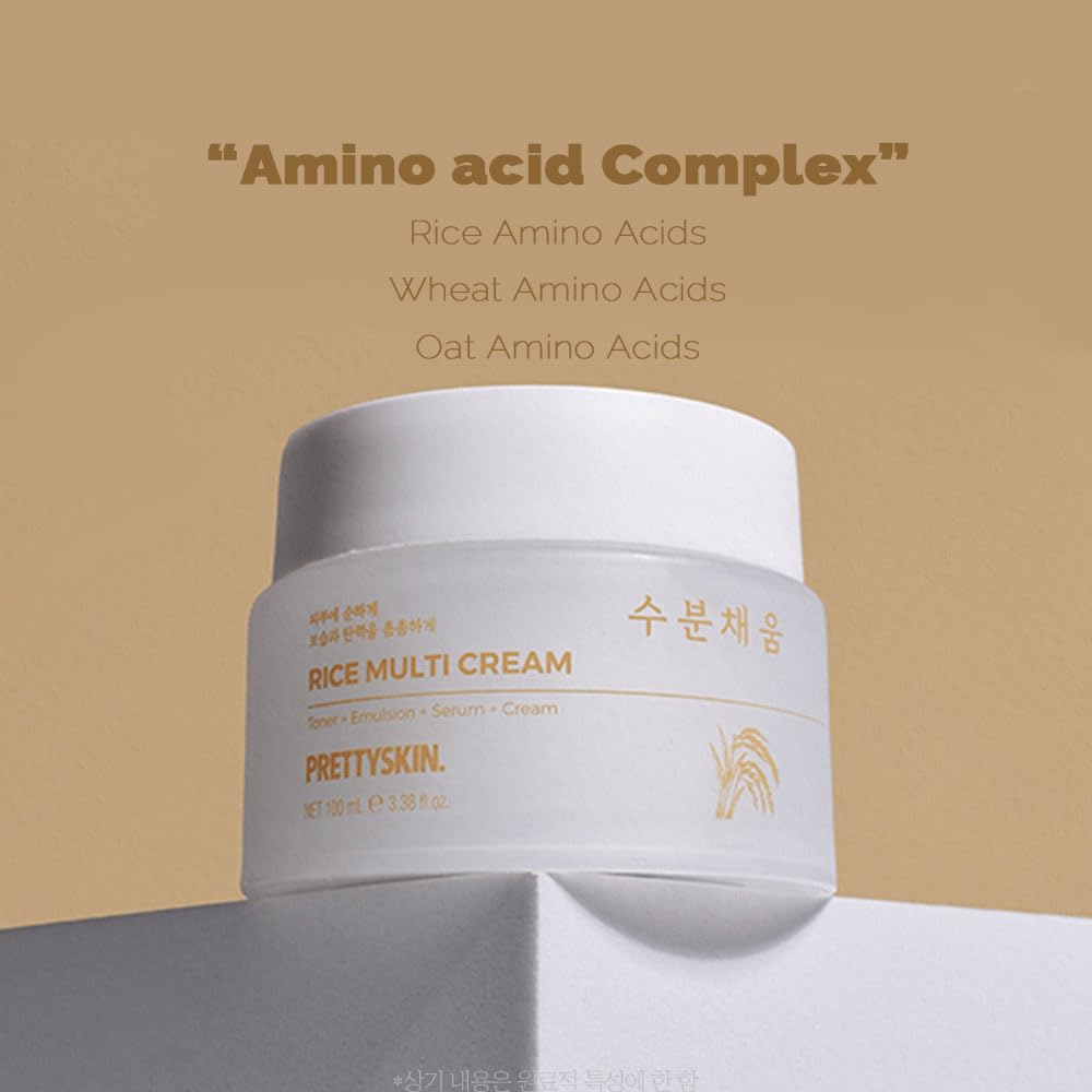 PRETTYSKIN Rice Amino Acid Multi Moisturizing Cream | 4-in-1 Toner, Emulsion, Serum & Cream