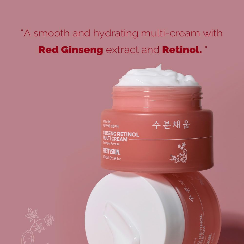 PRETTYSKIN Ginseng Extract & Retinol Multi Cream | Hydrating Facial Moisturizer | 3.38 fl.oz