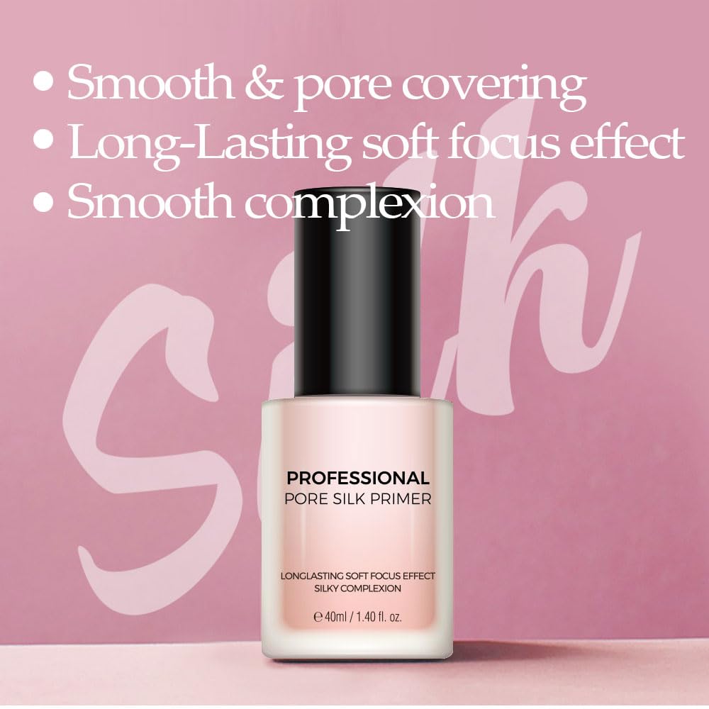 PRETTYSKIN Pore Silk Primer – 40ml / 1.40fl oz, Titanium Dioxide, Long-Lasting Non-Sticky Pore Blur