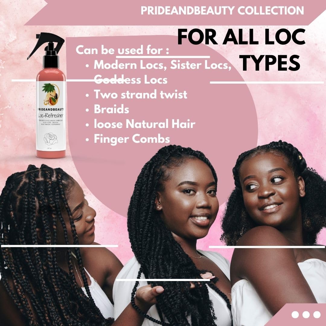 Pride and Beauty Rose Water Locs Spray – Daily Hydration, Rose Water & Peppermint Scalp Moisturizer (8 oz)