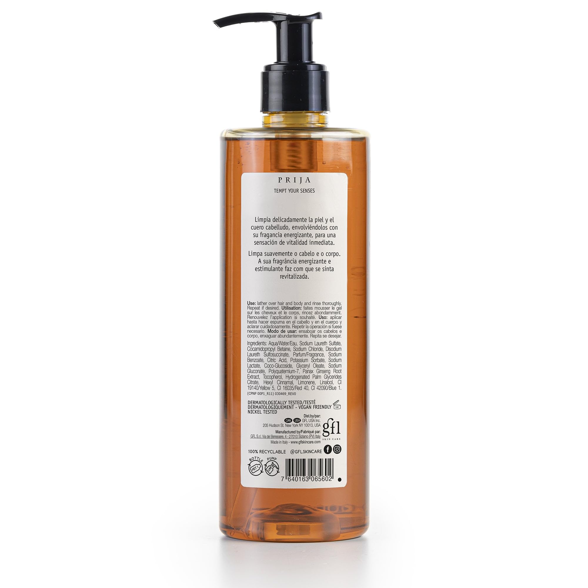 Prija Vitalizing Gel & Shampoo with Ginseng – 2-Pack, Vegan, Dermatologist Tested