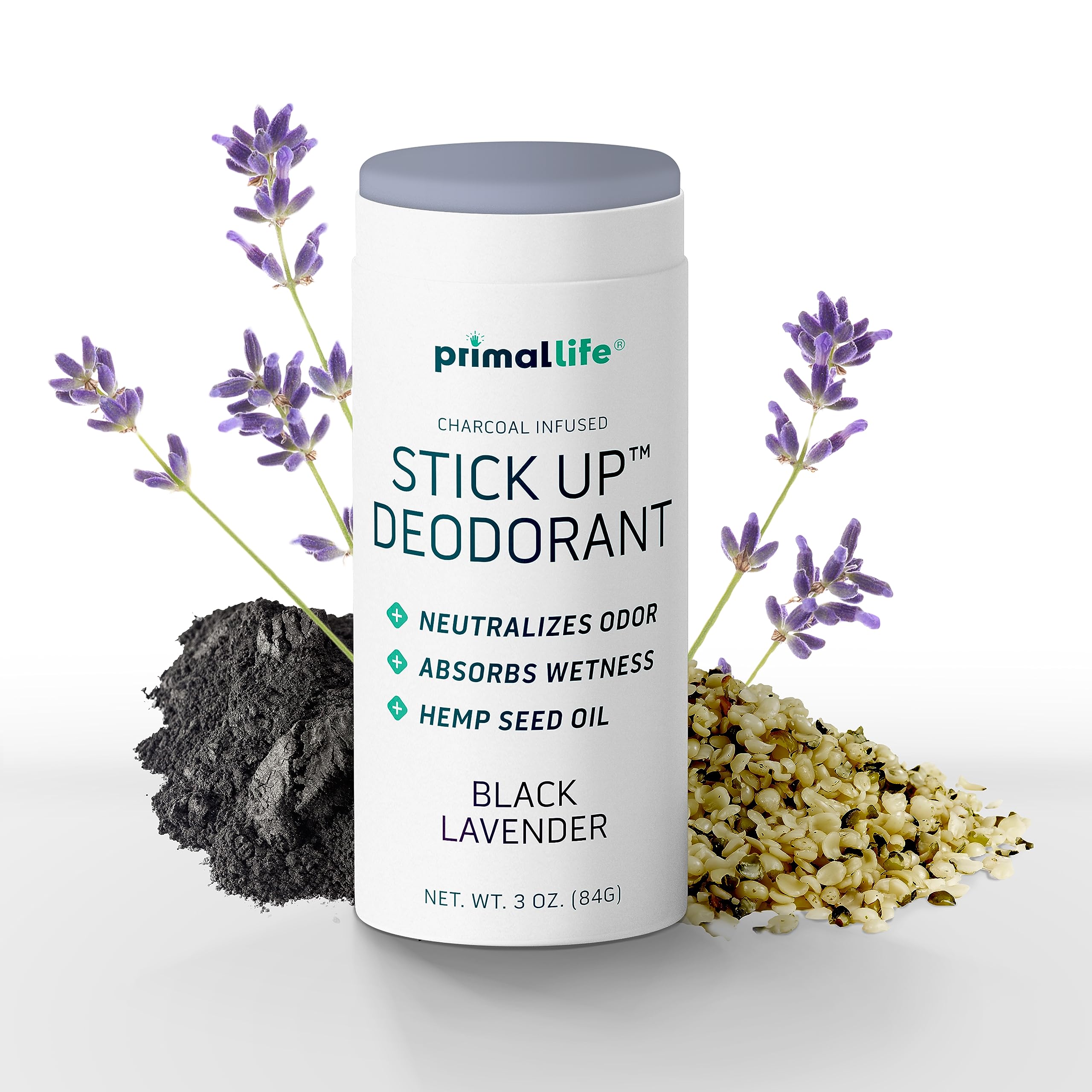 Primal Life Organics Stick Up Natural Deodorant - Bentonite Clay, Lavender | 3 oz