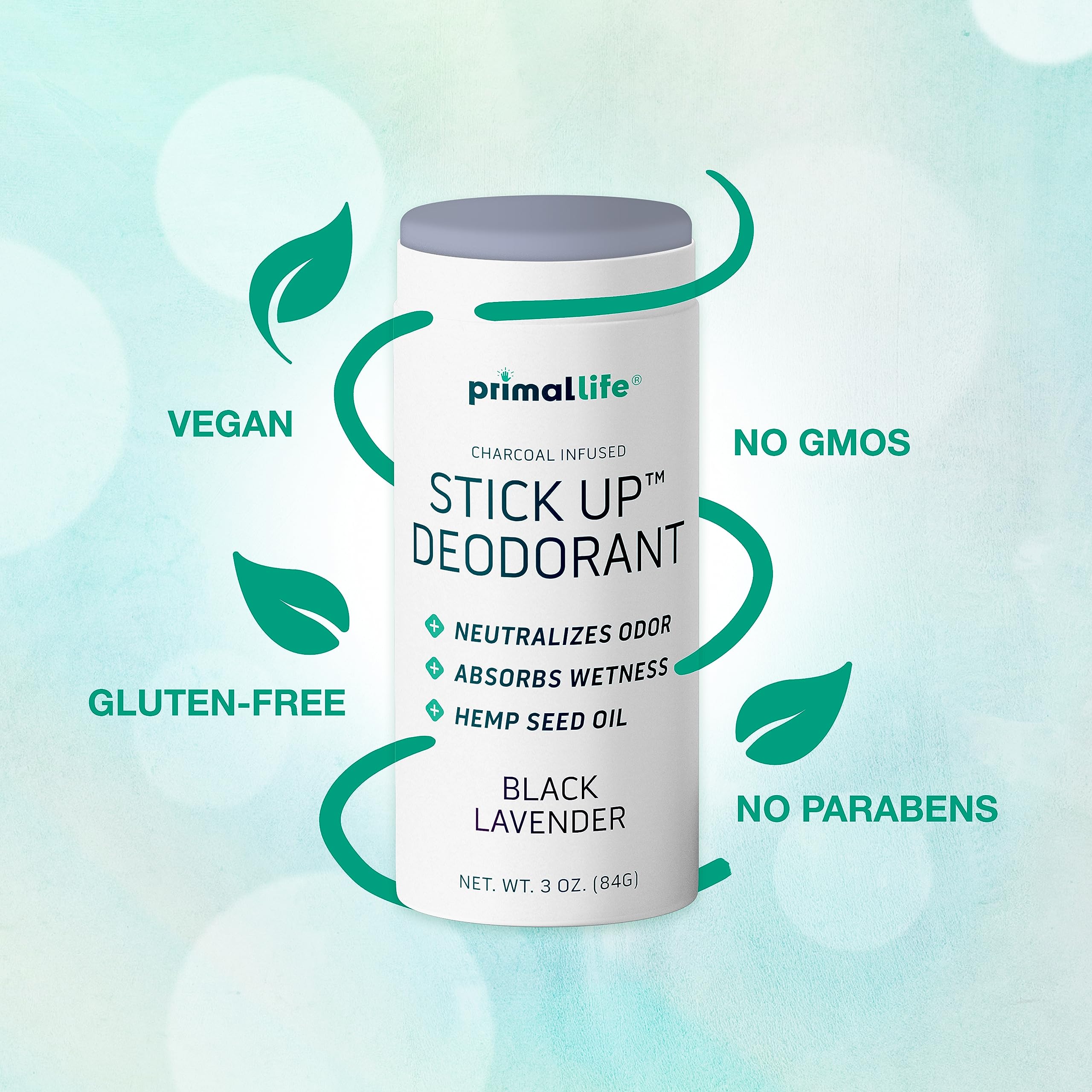 Primal Life Organics Stick Up Natural Deodorant - Bentonite Clay, Lavender | 3 oz
