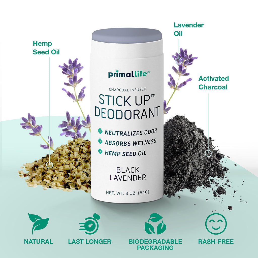 Primal Life Organics Stick Up Natural Deodorant - Bentonite Clay, Lavender | 3 oz