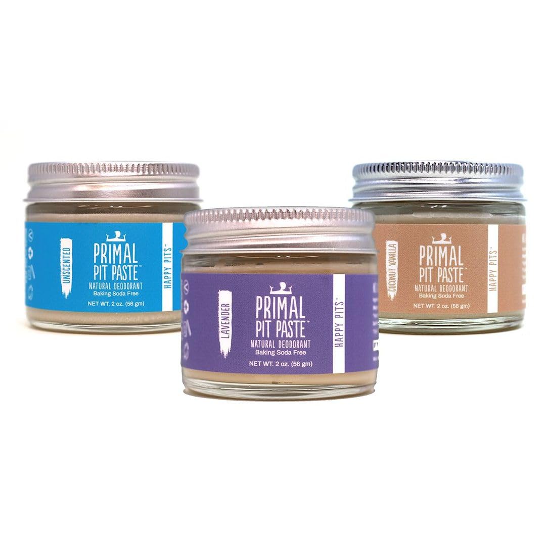 Primal Pit Paste Unscented Natural Deodorant – Aluminum-Free, Baking Soda-Free, Sensitive Skin (1-Pack)