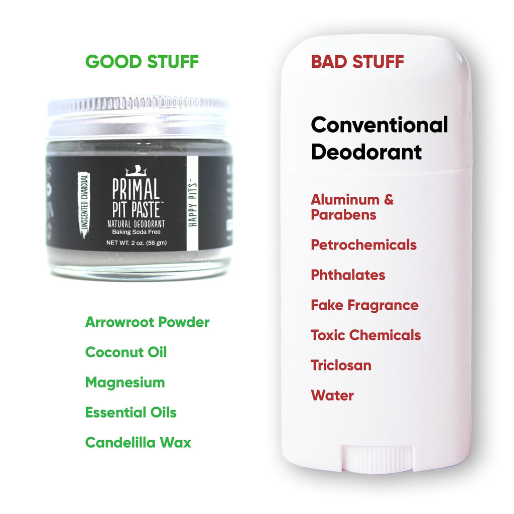 Primal Pit Paste Unscented Natural Deodorant – Aluminum-Free, Baking Soda-Free, Sensitive Skin (1-Pack)