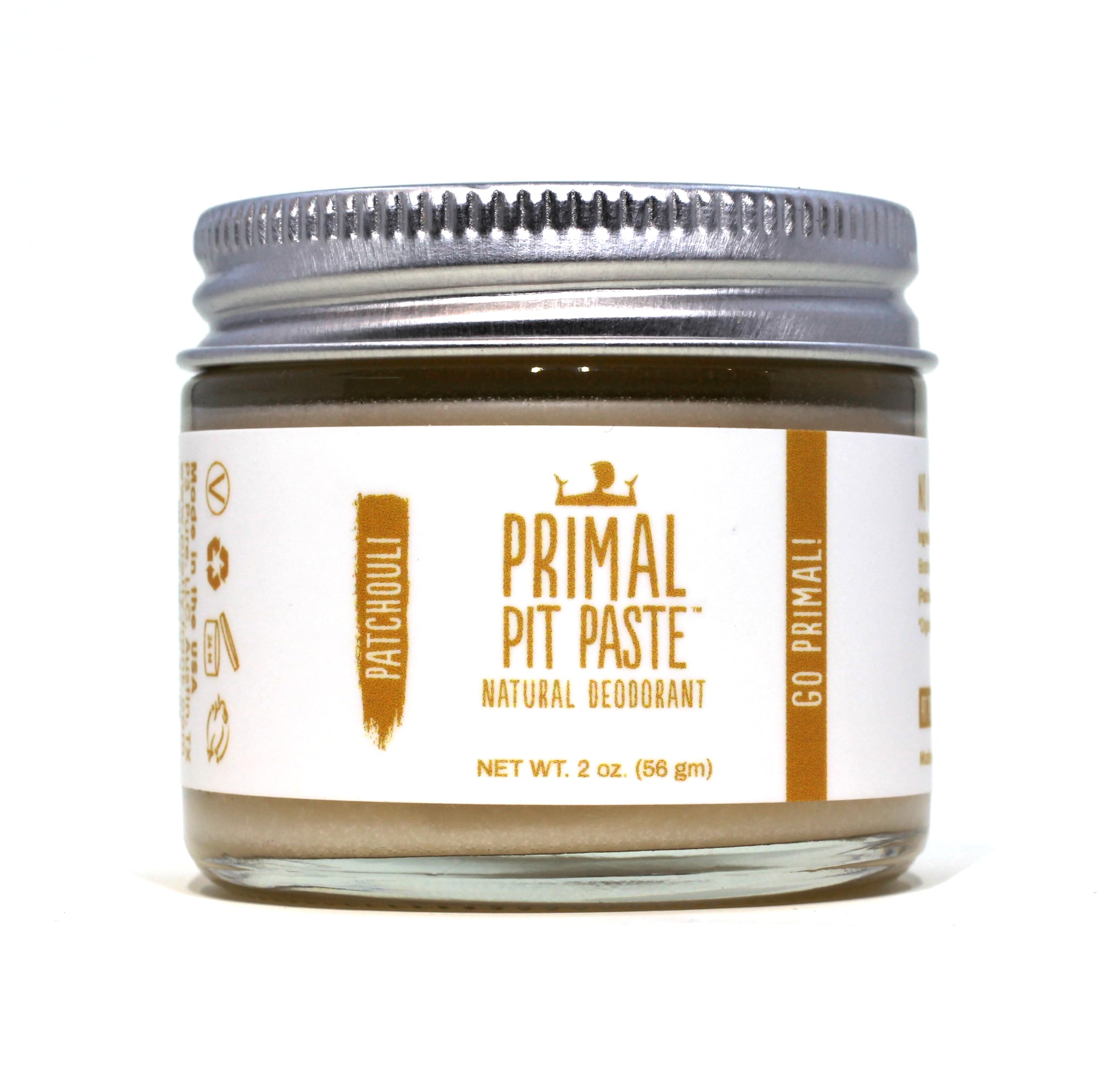 Primal Pit Paste Patchouli Aluminum-Free Deodorant | All-Day Odor Control for Women & Men | Organic Ingredients & Skin-Safe Formula