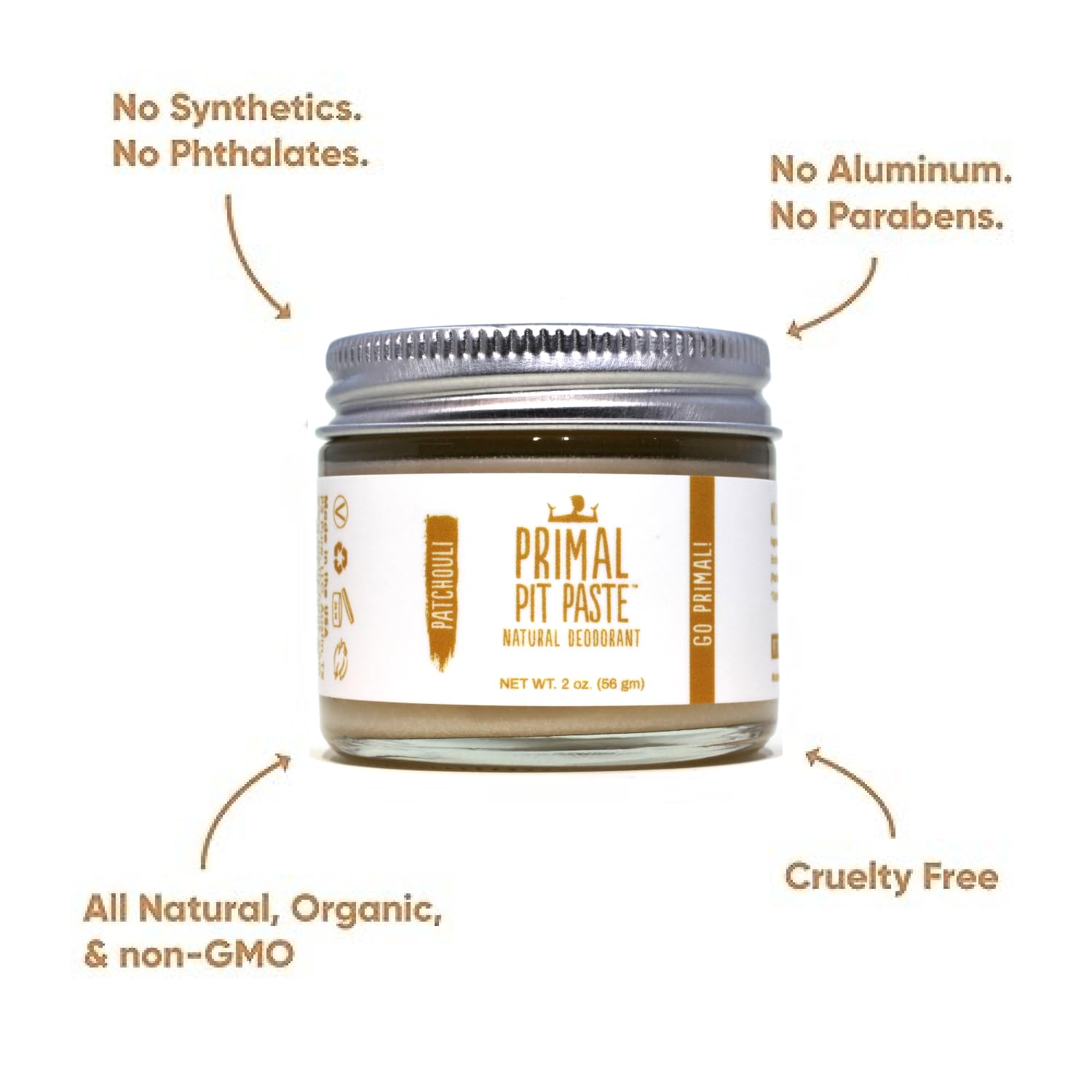 Primal Pit Paste Patchouli Aluminum-Free Deodorant | All-Day Odor Control for Women & Men | Organic Ingredients & Skin-Safe Formula