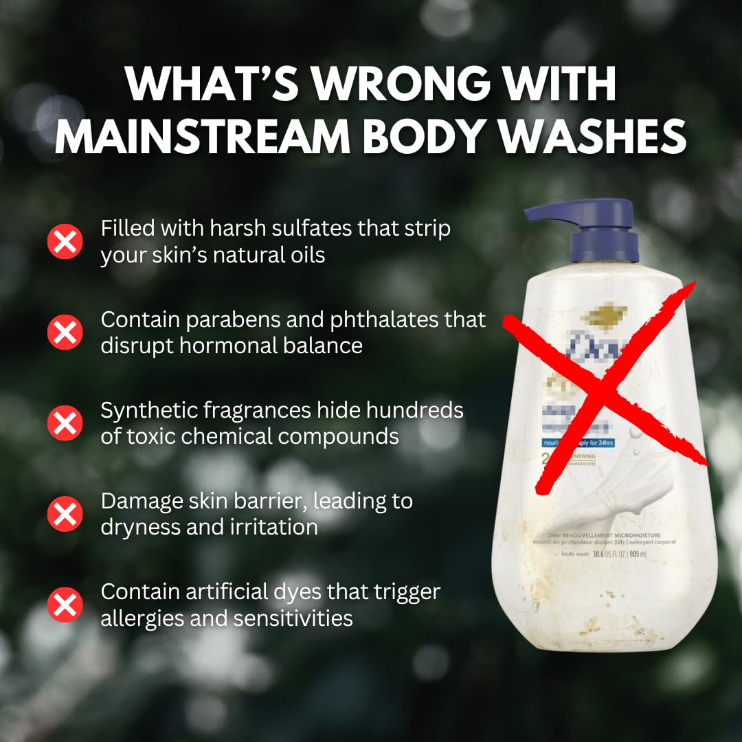 PRIMALS Natural Body Wash - Aloe Vera, Raw Honey & Green Tea | 13.5 Fl Oz
