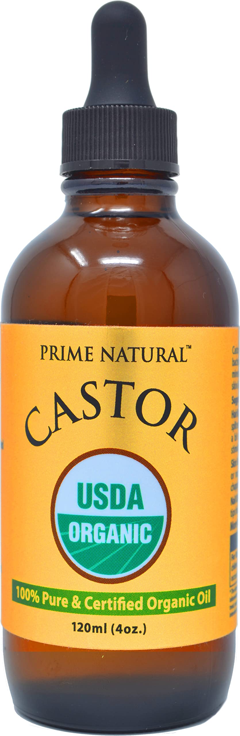 PRIME NATURAL Organic Castor Oil – 4oz / 120ml | USDA Organic, Cold Pressed, Hexane Free