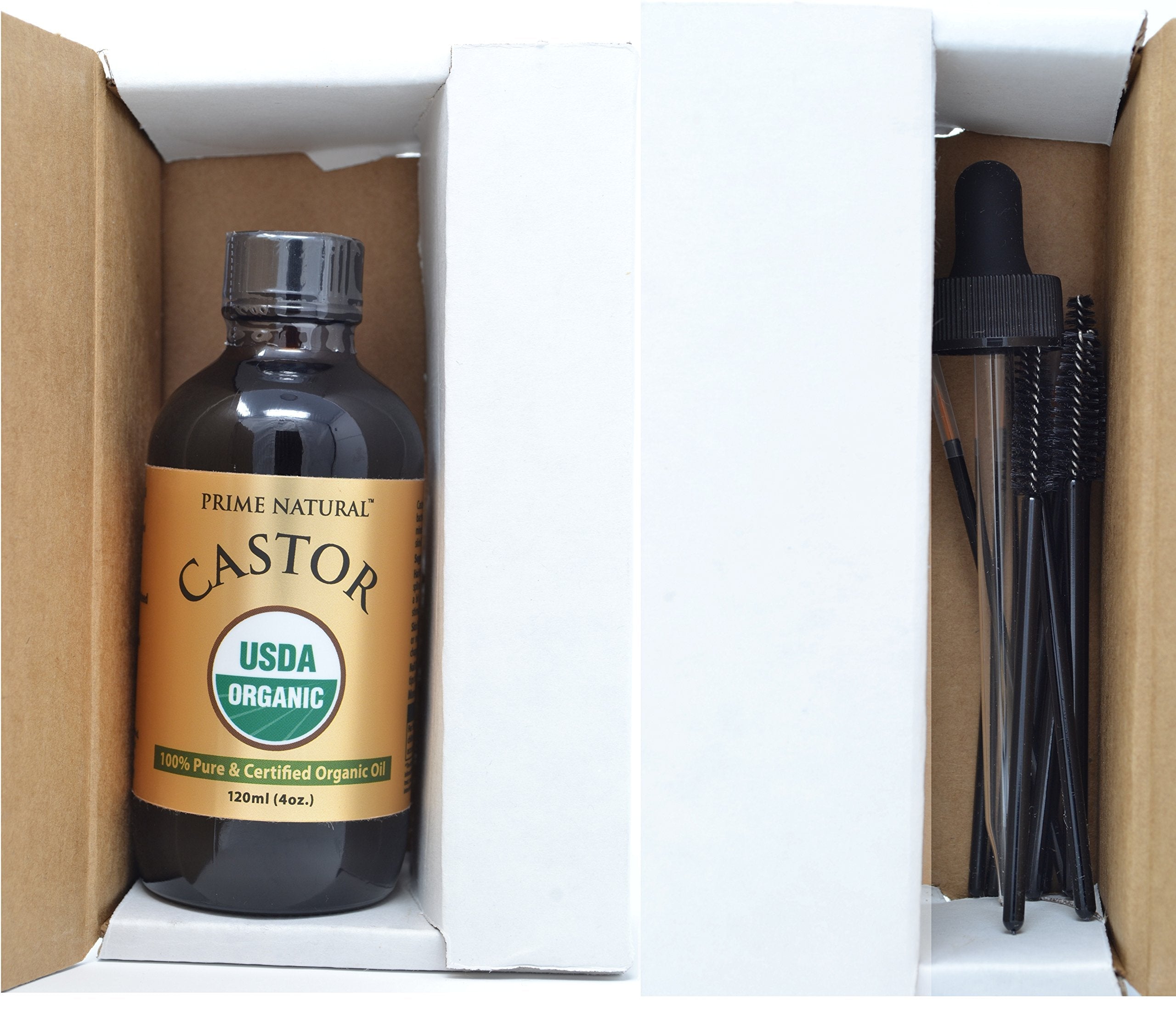 PRIME NATURAL Organic Castor Oil – 4oz / 120ml | USDA Organic, Cold Pressed, Hexane Free