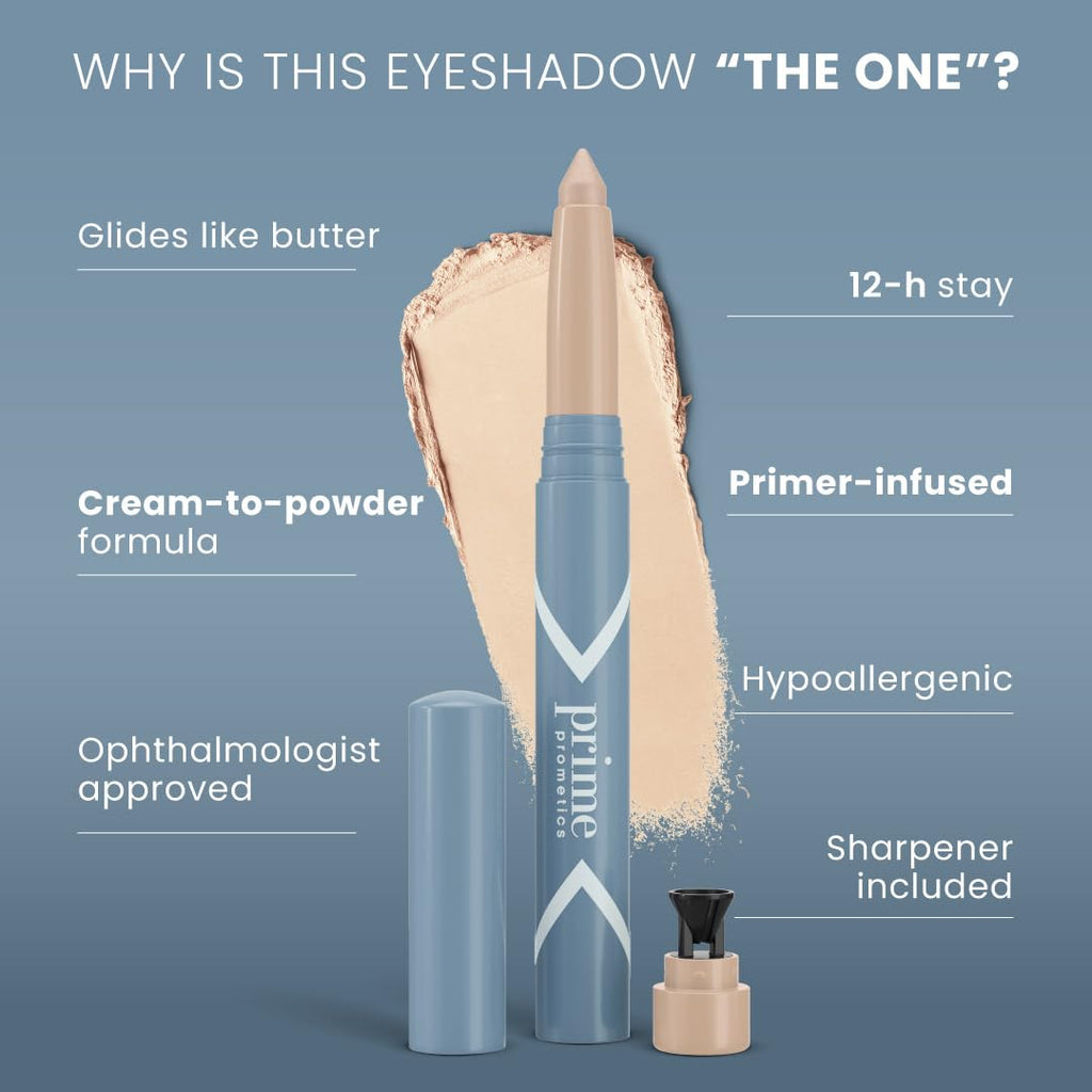PrimeEyes Eyeshadow for Mature Lids – Crease-Free Powder-to-Cream, Water-Resistant, Long-Wear (Vanilla) | Prime Prometics