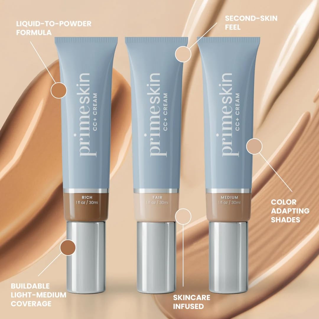 Prime Prometics PrimeSkin CC+ Cream for Mature Women | Lightweight Liquid-to-Powder Foundation