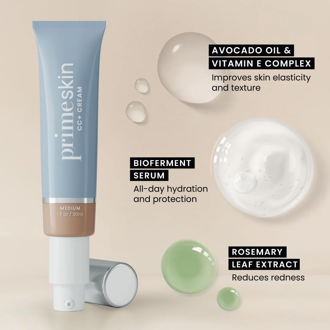 Prime Prometics PrimeSkin CC+ Cream for Mature Skin – Lightweight Liquid-to-Powder Foundation