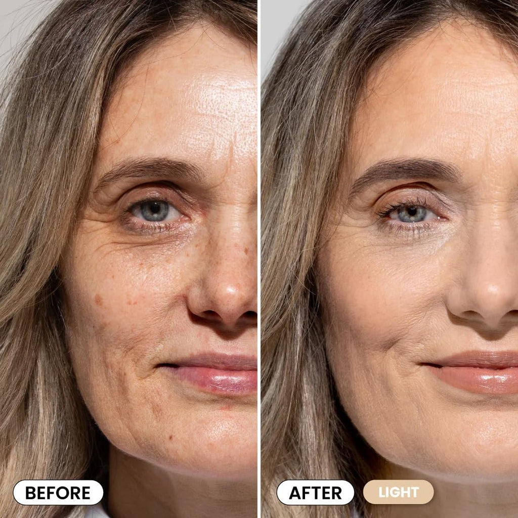 PrimePrometics PrimeSkin CC+ Cream for Mature Skin – Lightweight Liquid-to-Powder Foundation | Blur Pores, Cover Age Spots (Light)