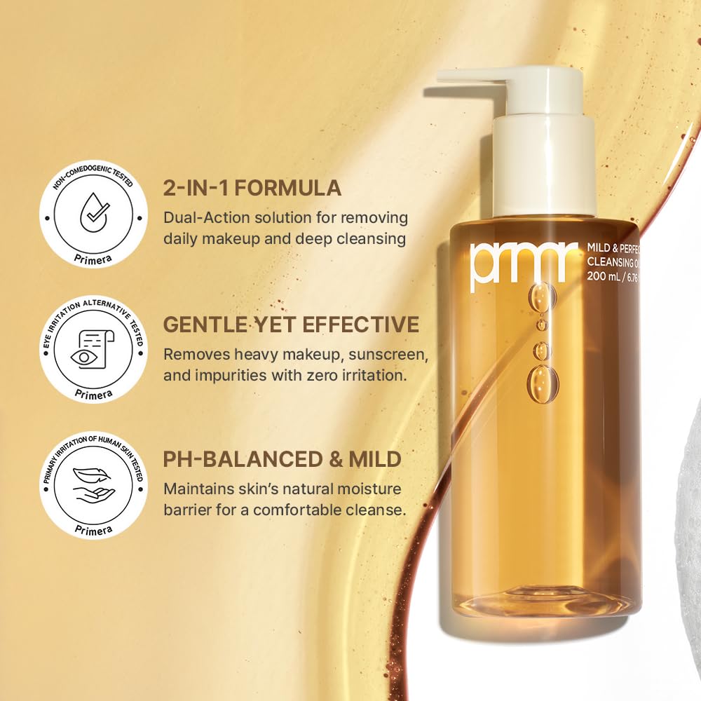 Primera PRMR Oil To Foam Cleanser – Korean Deep Cleansing Oil & Makeup Remover, 200ml