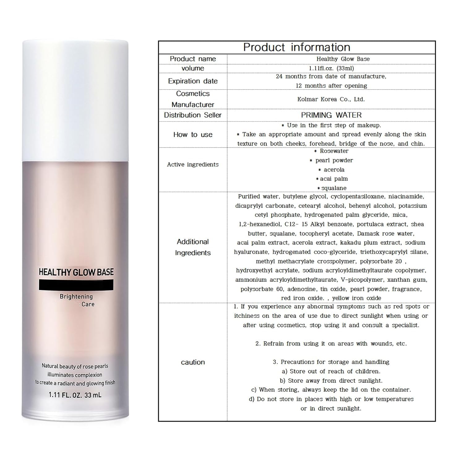 Priming Water a.t.o.m.y Healthy Glow Base — Subtle Glow for Everyday Makeup (33ml)