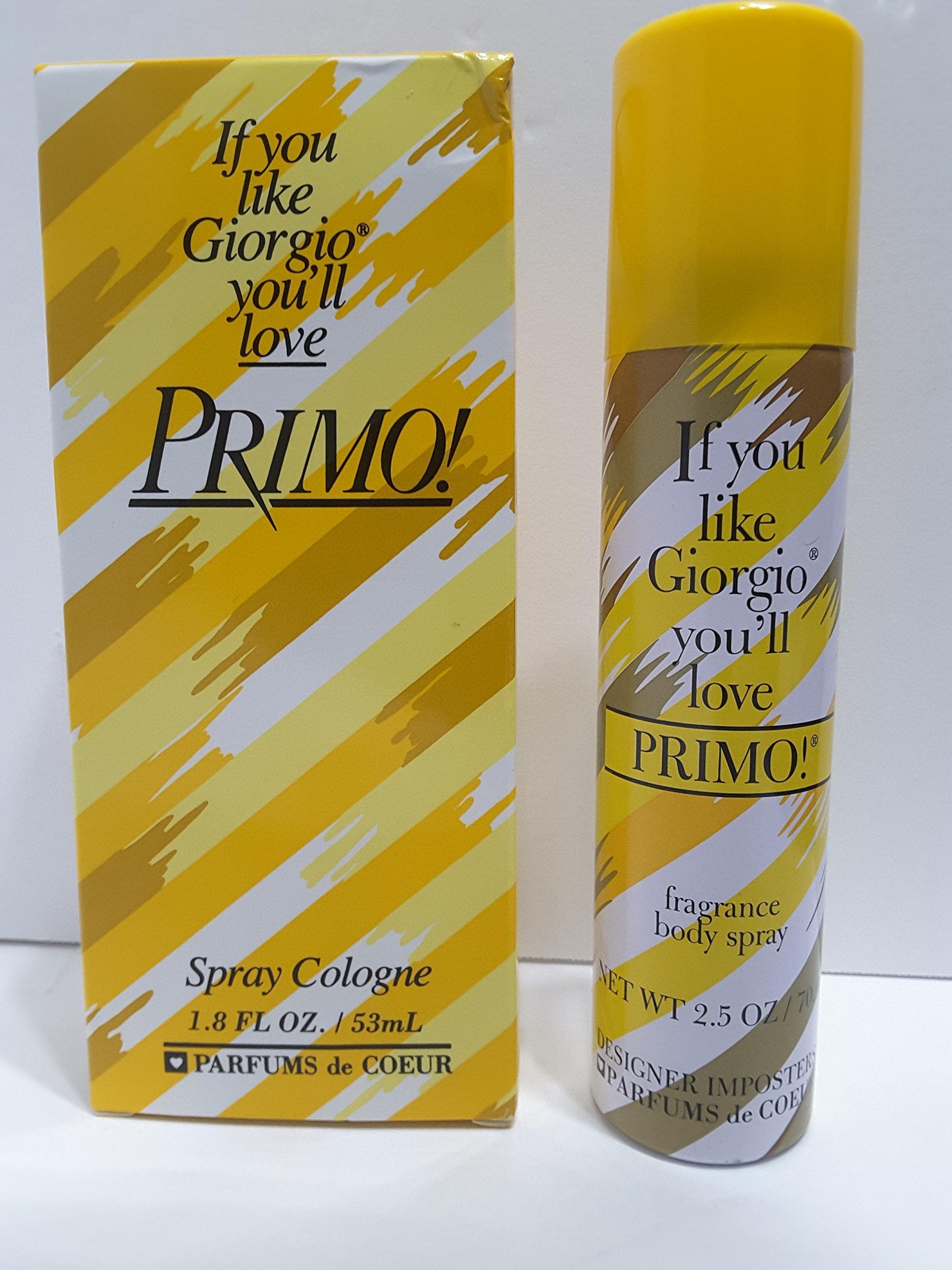 Primo by Parfums De Coeur – Women’s Cologne Spray 1.8 oz + Fragrance Deodorant Body Spray 2.5 oz Bundle