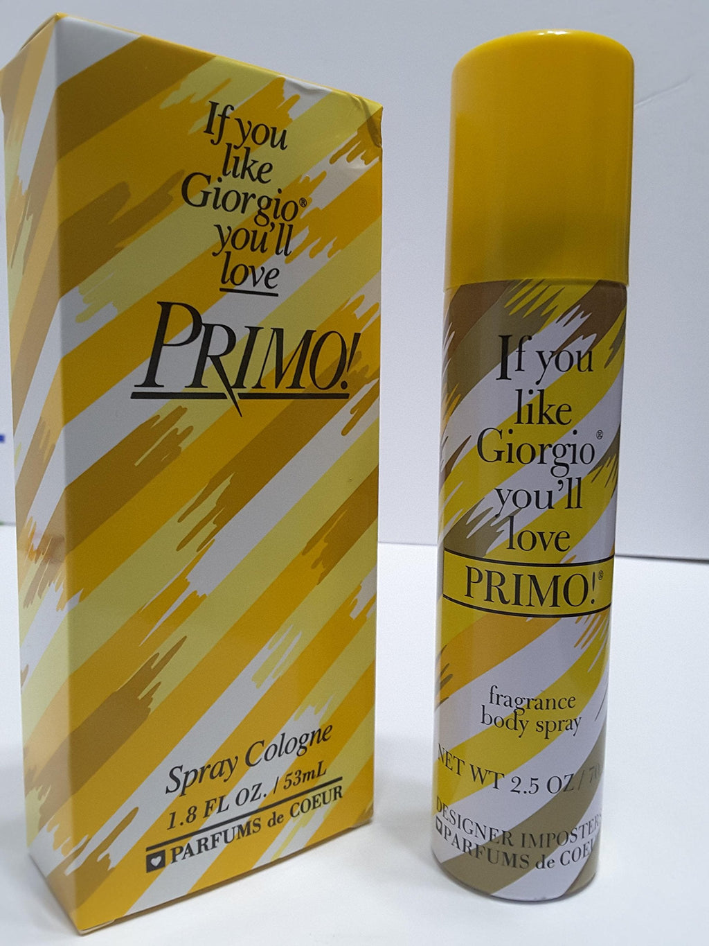 Primo by Parfums De Coeur – Women’s Cologne Spray 1.8 oz + Fragrance Deodorant Body Spray 2.5 oz Bundle