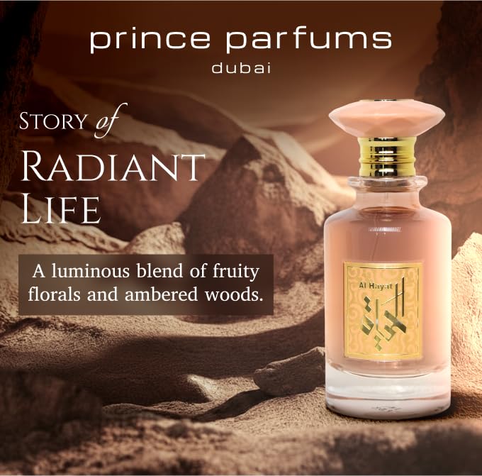 Prince Parfums Dubai – Al Hayat Eau de Parfum for Women | 3.4 oz Radiant Fruity Florals with Jasmine & Amber