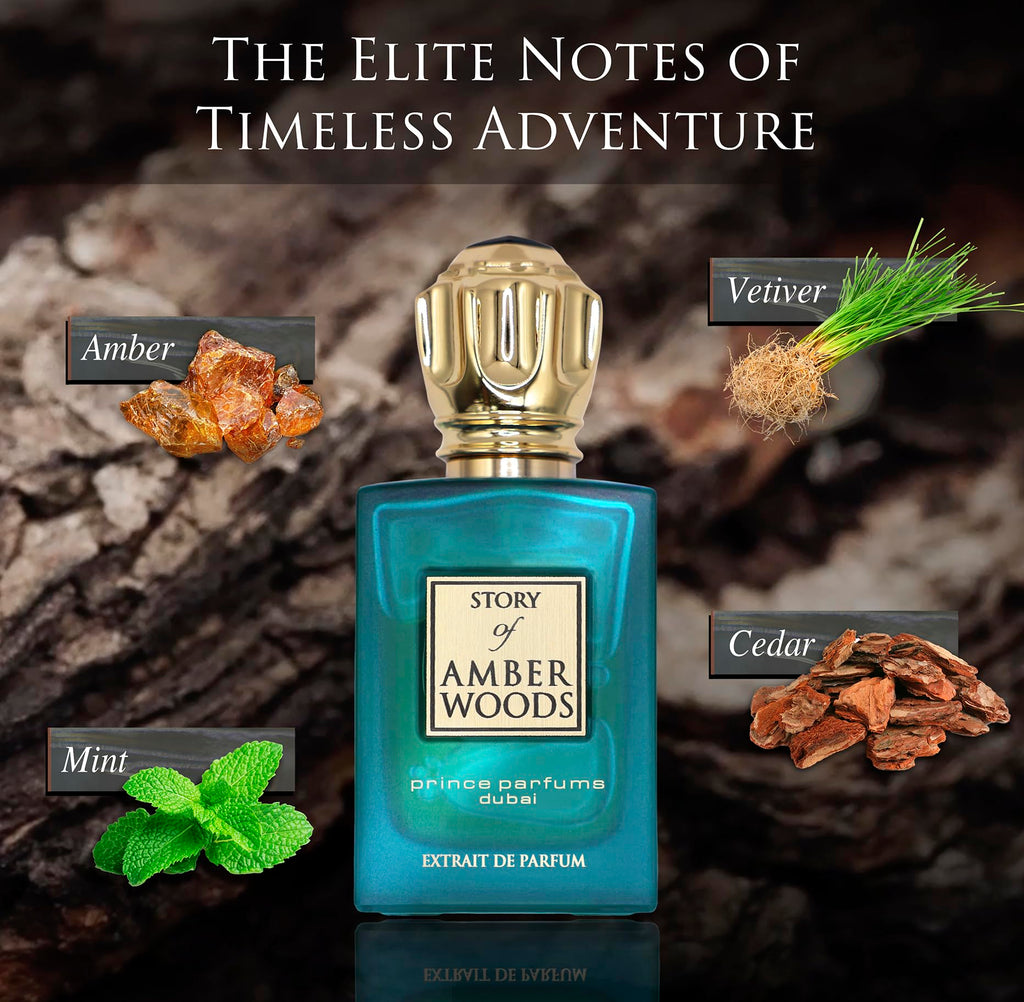 Prince Parfums Dubai Amber Woods – Extrait de Parfum for Men | Deep Amber, Cedar & Vetiver