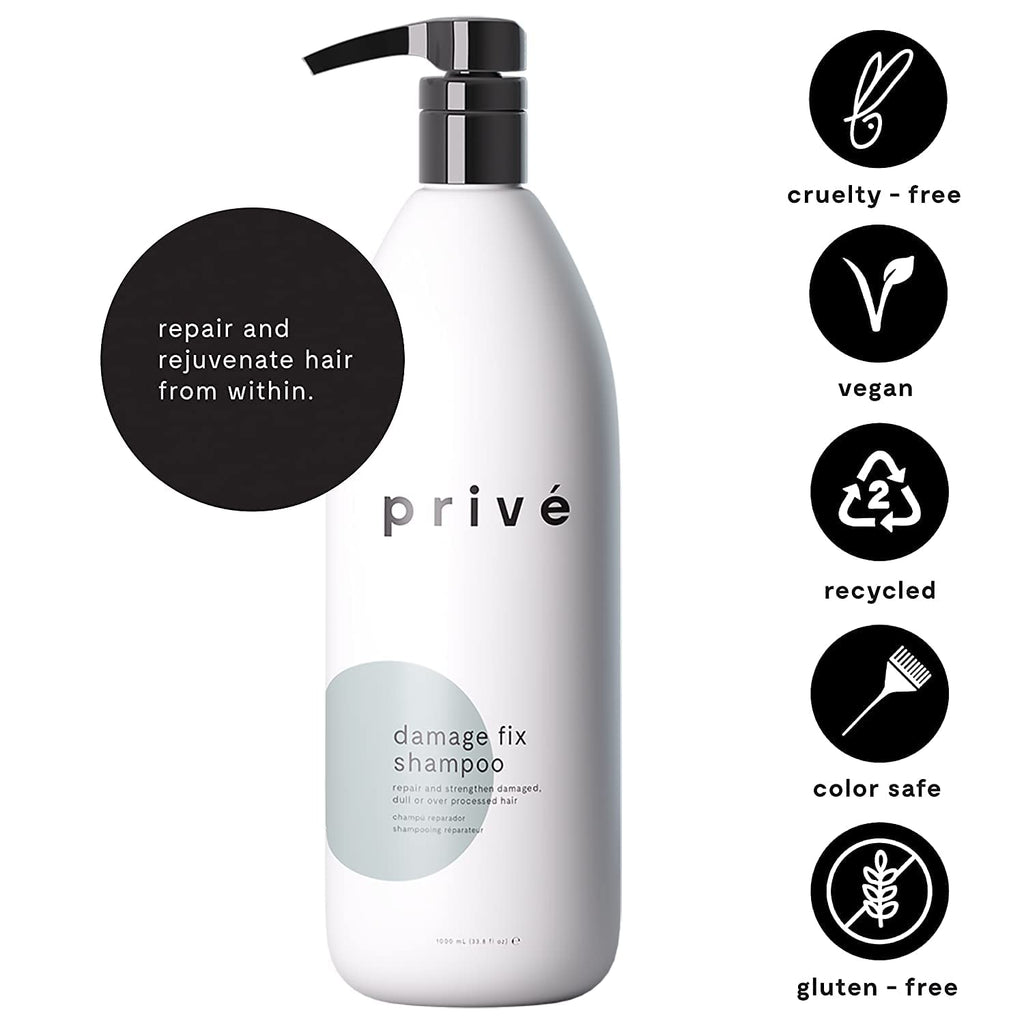 Privé Damage Fix Shampoo – Sulfate-Free Repair for Damaged Hair (33.8 oz)