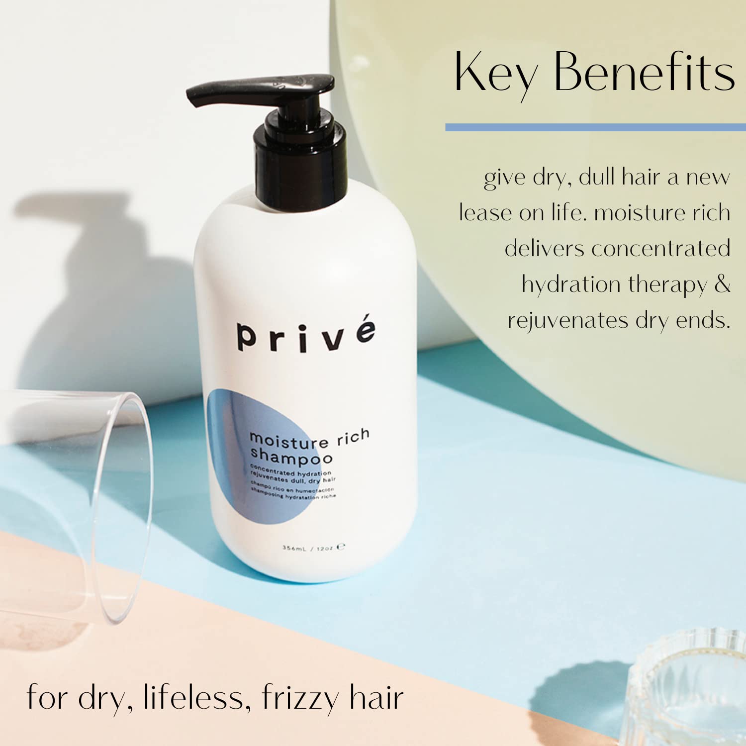Prive Moisture Rich Shampoo - Extreme Hydration with Shea Butter | Color Safe | 12 oz