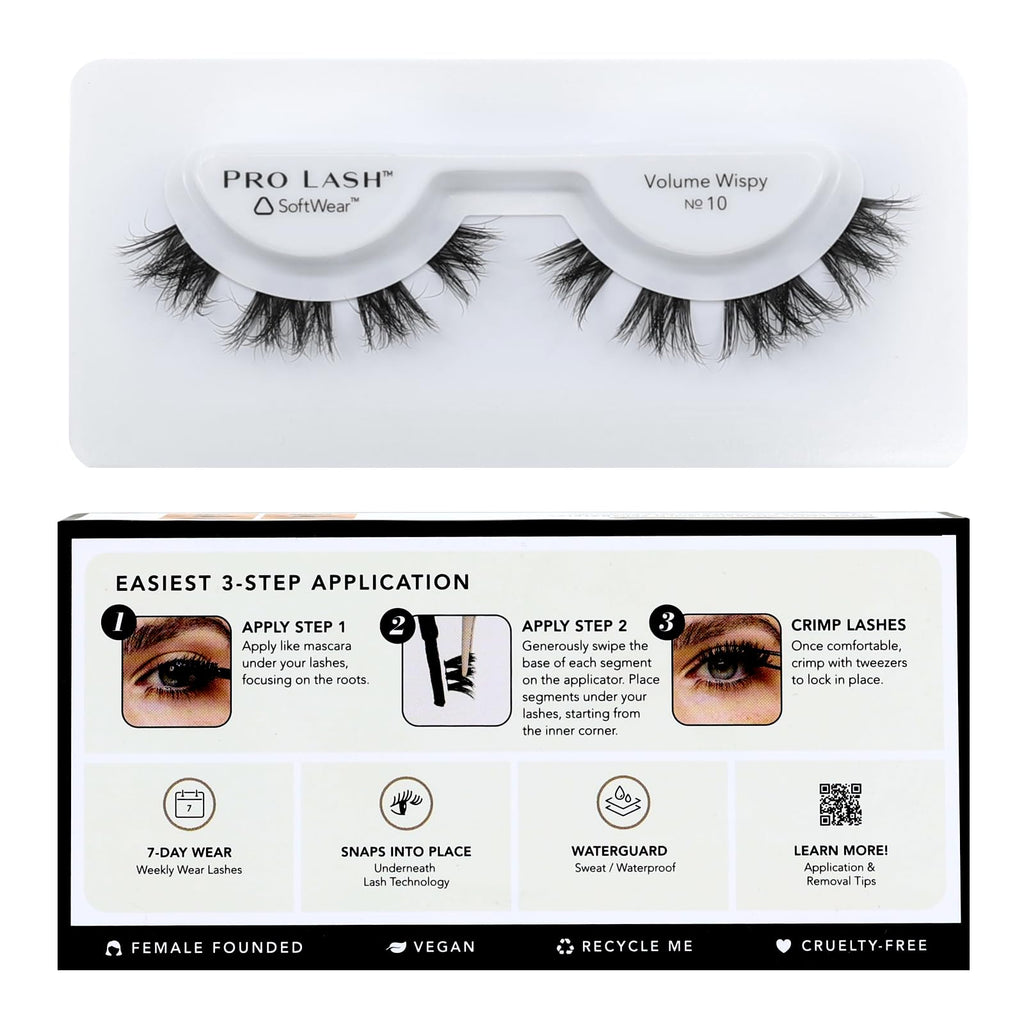 Pro Lash SoftWear 7-Day Wispy Lash Clusters No. 10 – Lightweight, Waterproof, Reusable