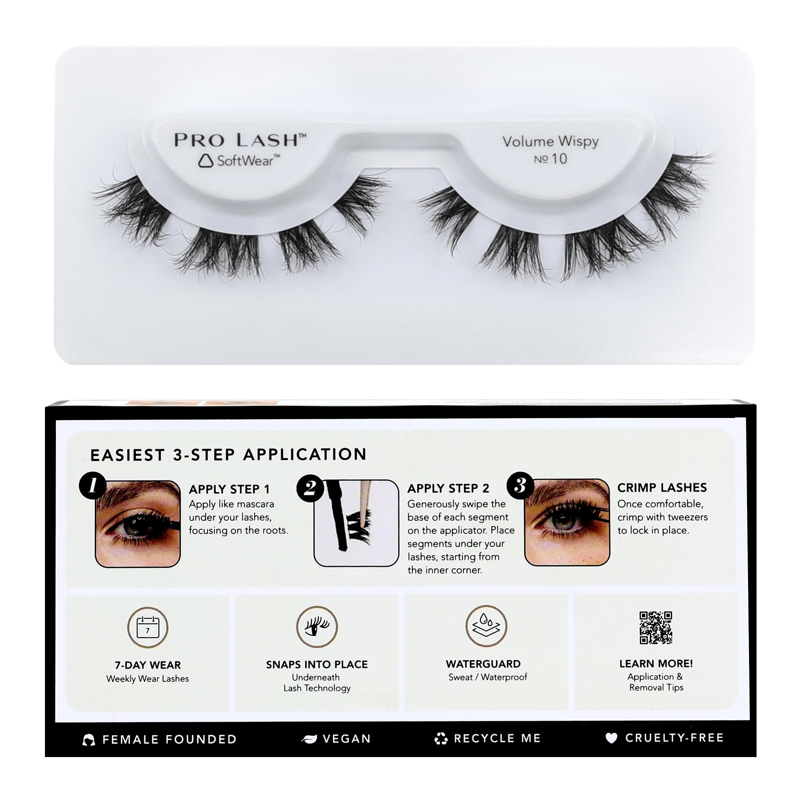 Pro Lash SoftWear 7-Day Wispy Lash Clusters No. 10 – Lightweight, Waterproof, Reusable