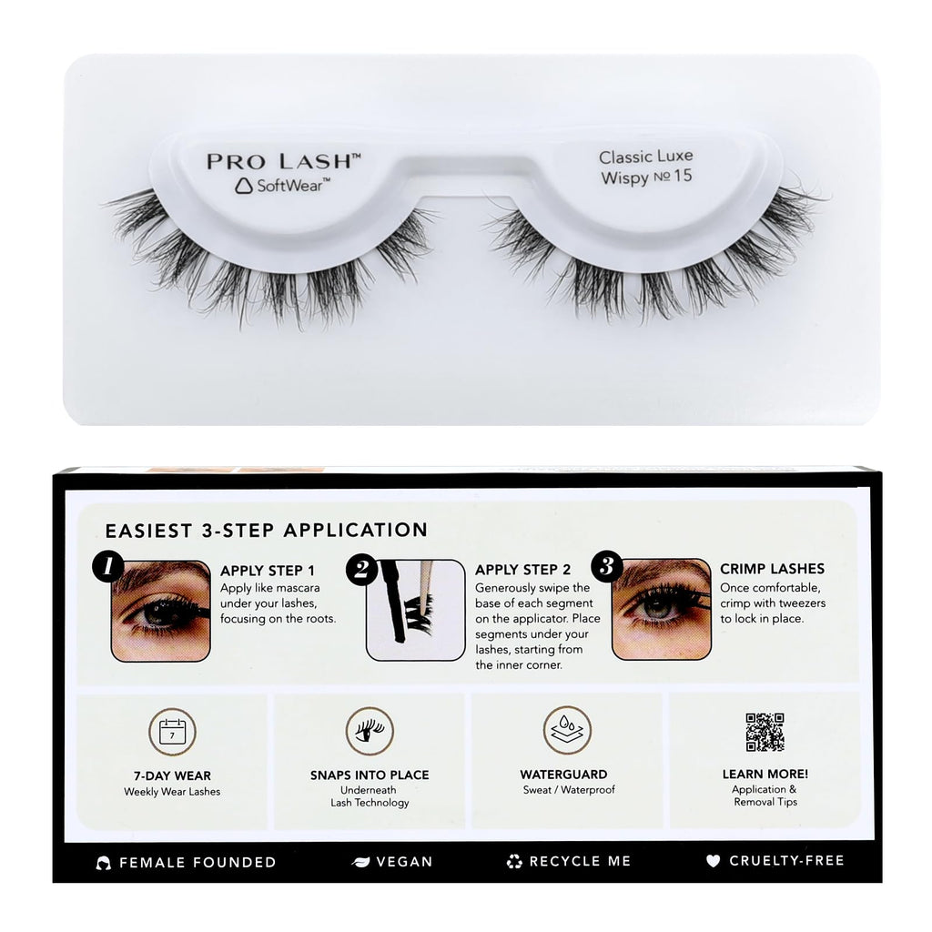 Pro Lash SoftWear Professionally Styled Lash Clusters – 7-Day Waterproof Lashes No. 15 Black