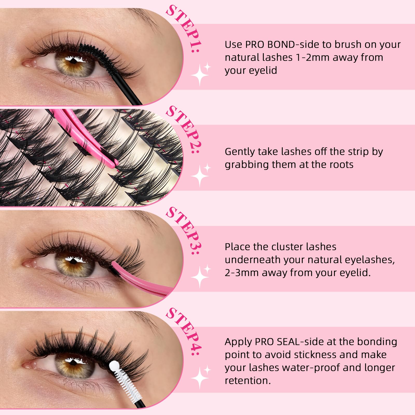 PRO LASHBEAUTY Manga Lash Clusters Kit 80D-100D-200D + Spikes | DIY Lash Extensions at Home