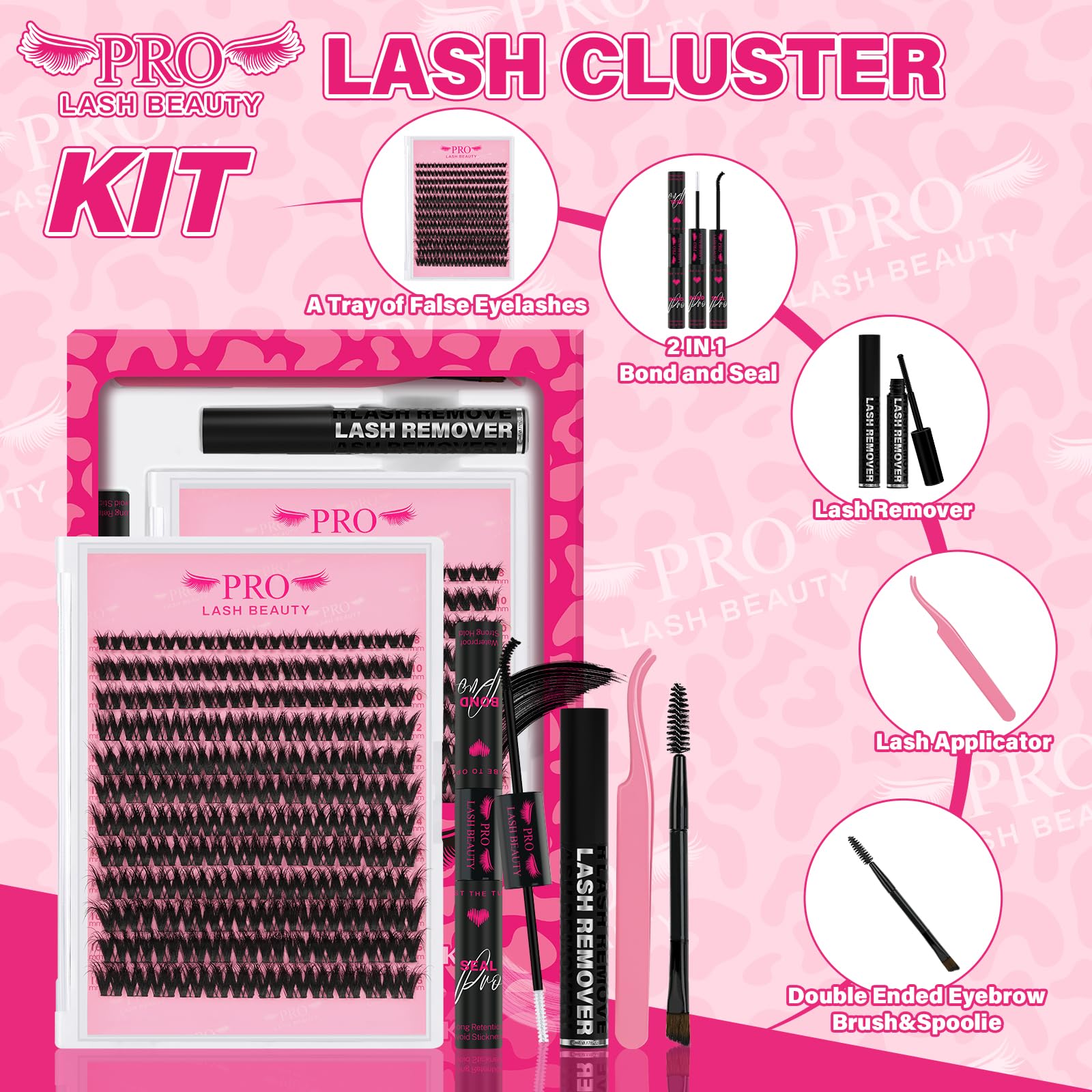 PRO LASHBEAUTY Spider Lash Clusters Kit – 144Pcs DIY 3D Lash Extensions