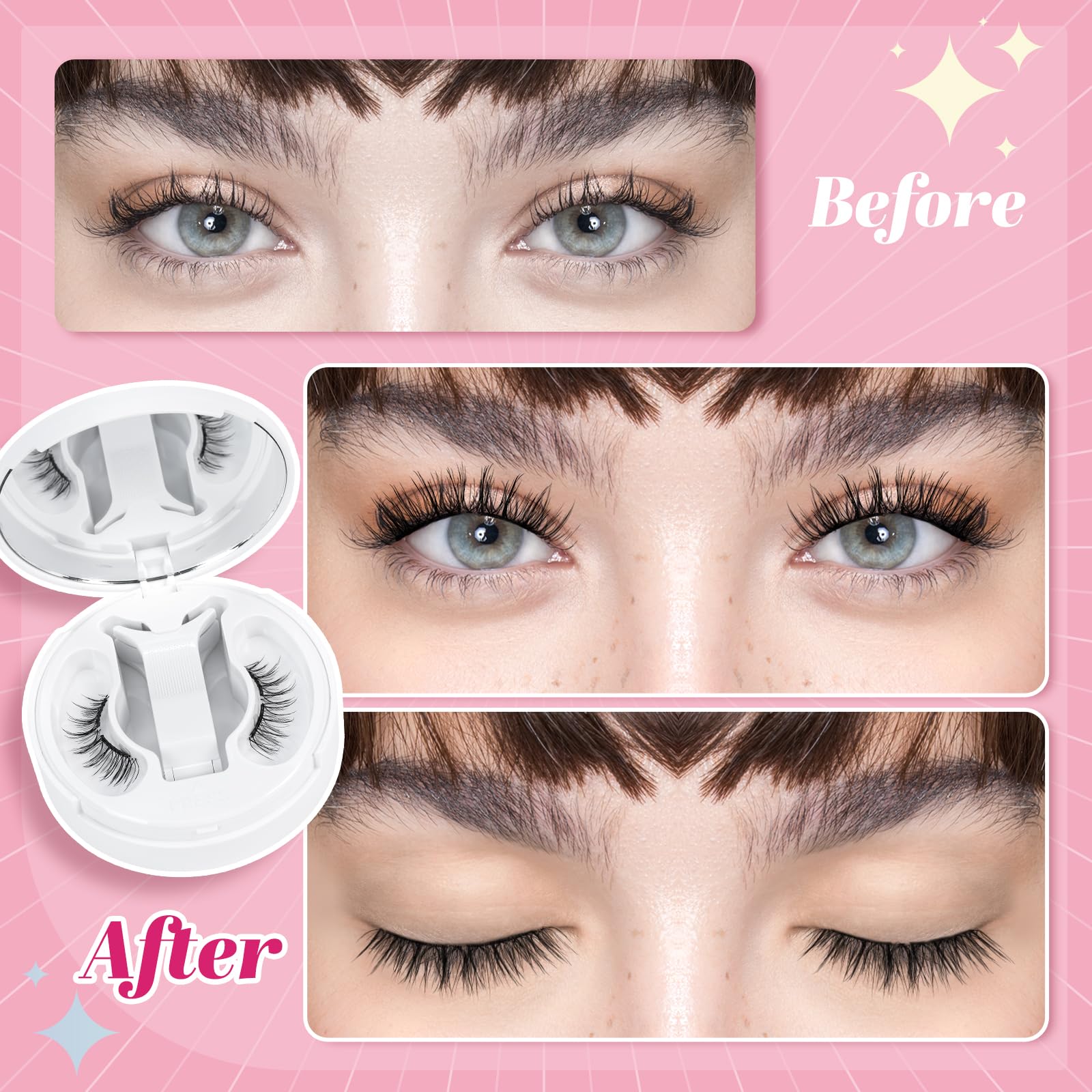 PRO LASHBEAUTY Frisky Magnetic Lashes – Glue-Free, Quick 3s Application with Applicator, Reusable & Waterproof