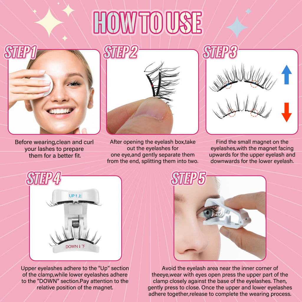 PRO LASHBEAUTY Frisky Magnetic Lashes – Glue-Free, Quick 3s Application with Applicator, Reusable & Waterproof