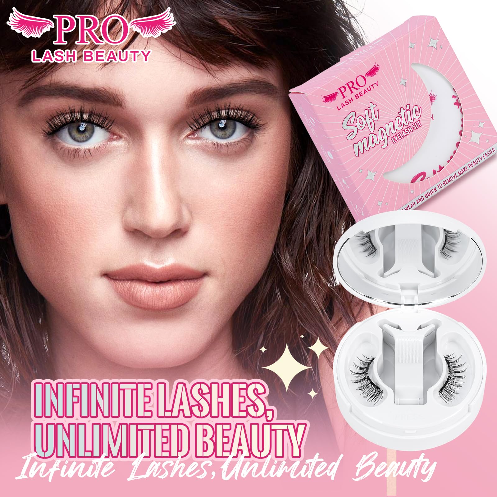 PRO LASHBEAUTY Frisky Magnetic Lashes – Glue-Free, Quick 3s Application with Applicator, Reusable & Waterproof