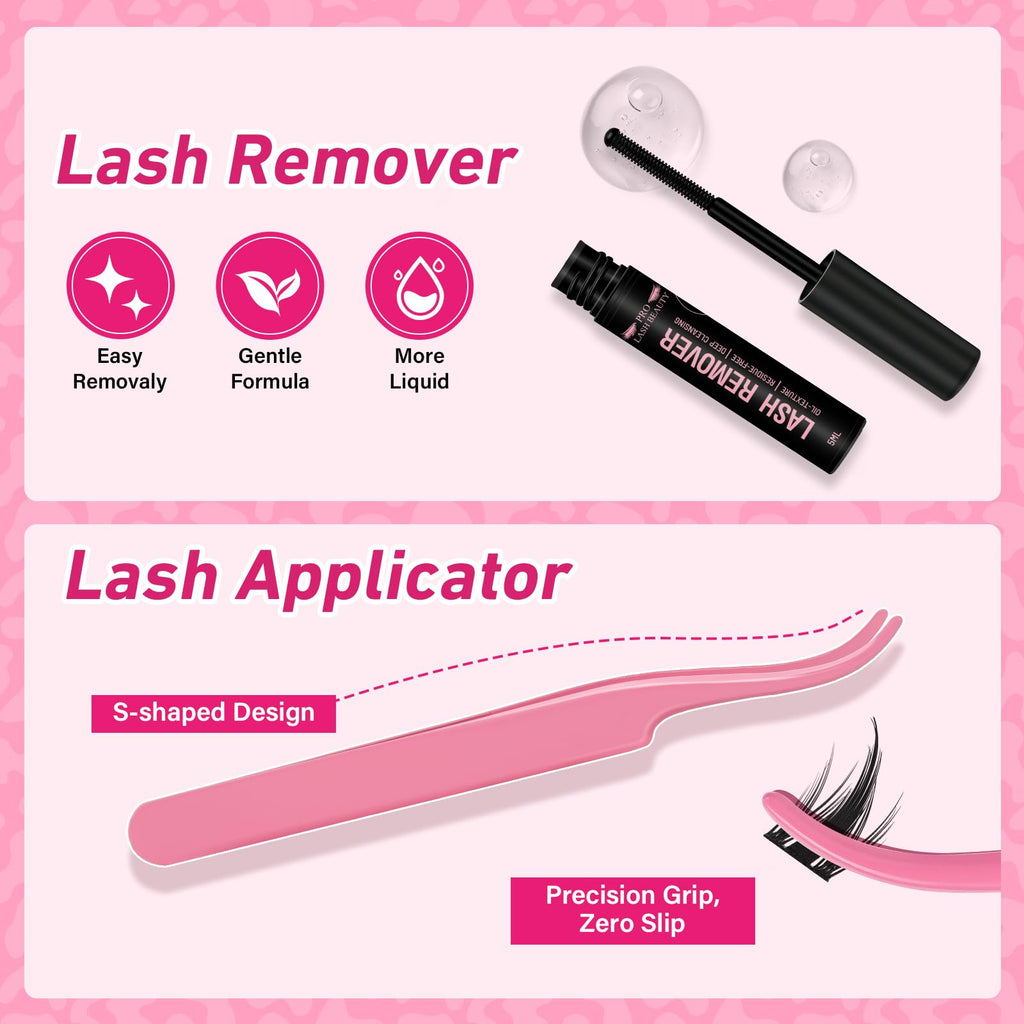 PRO LASHBEAUTY Manga Lash Clusters Kit – Anime Lash Volume with Ultra-Thin Band and Bond & Seal