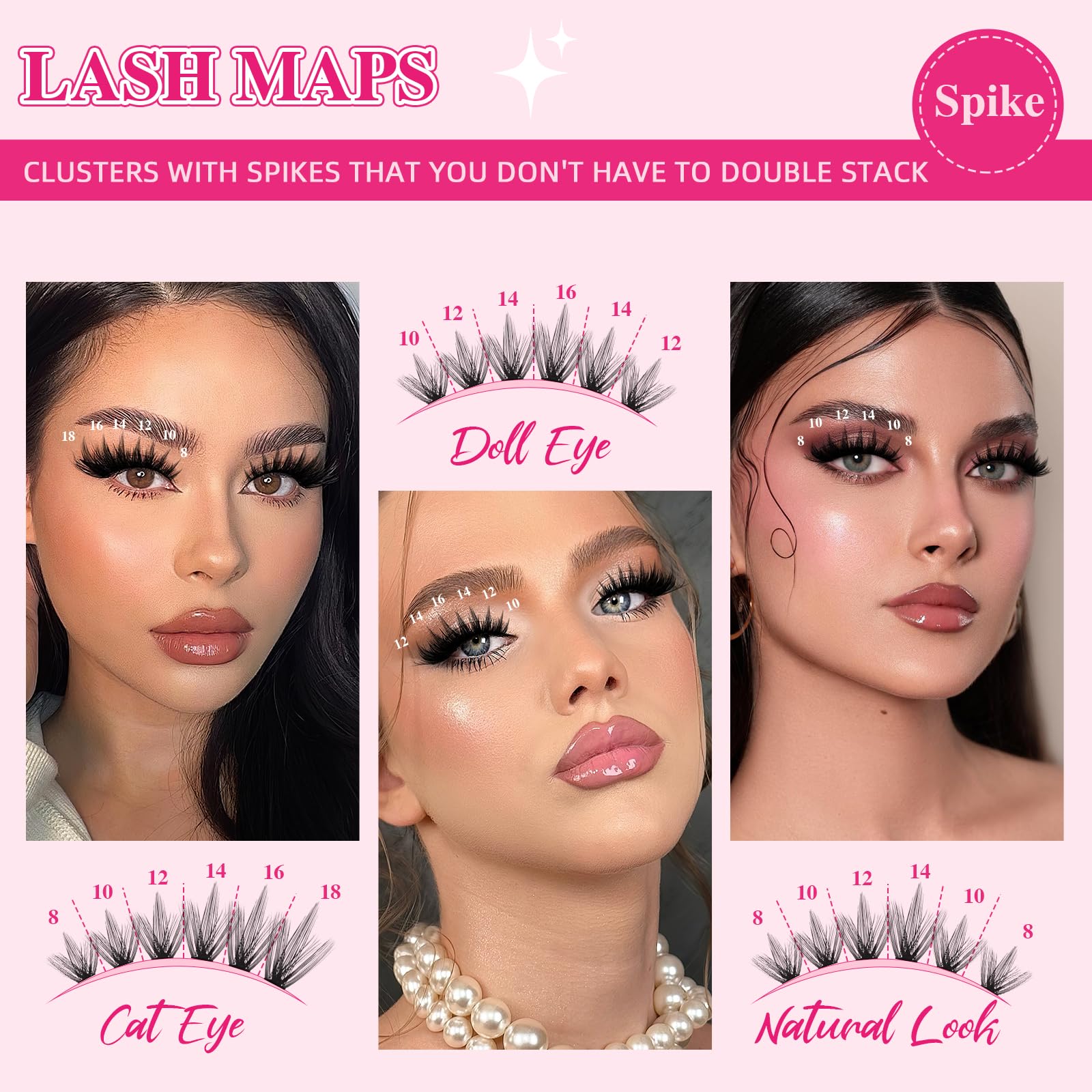 PRO LASHBEAUTY Spiky Lash Clusters Kit 80D-200D | DIY Manga Lash Extensions at Home (8-18mm Mix)