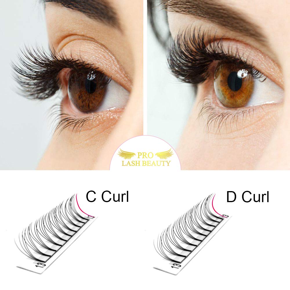 PRO LASHBEAUTY Premade Volume Eyelash Extensions 4D-C-0.10 (9–20mm) Short Stem Fans