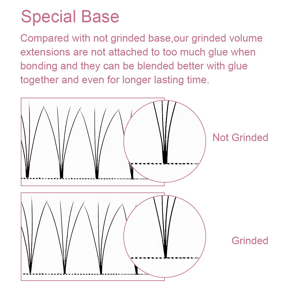 PRO LASHBEAUTY Premade Volume Eyelash Extensions 3D-0.07 | 9-20mm C/D Curl Premade Fans