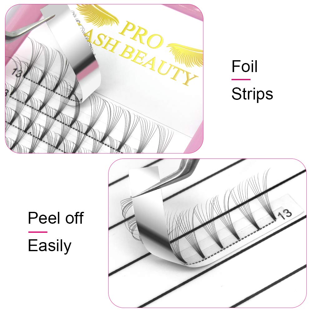 PRO LASHBEAUTY Premade Volume Eyelash Extensions 8D-C-0.07 | 9–20 mm Short Stem Fans
