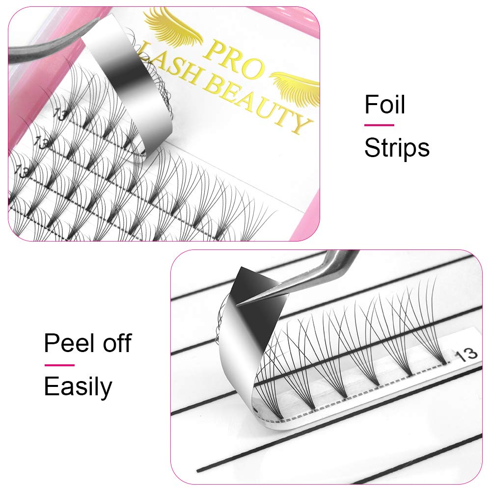 PRO LASHBEAUTY Premade Fans 6D Short Stem Eyelash Extensions – 0.07/0.10 C/D Curl 18mm