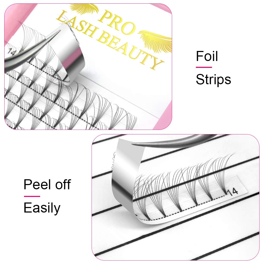 PRO LASHBEAUTY Premade Fans Eyelash Extensions 7D-D-0.07 17mm Short Stem Volume Lashes