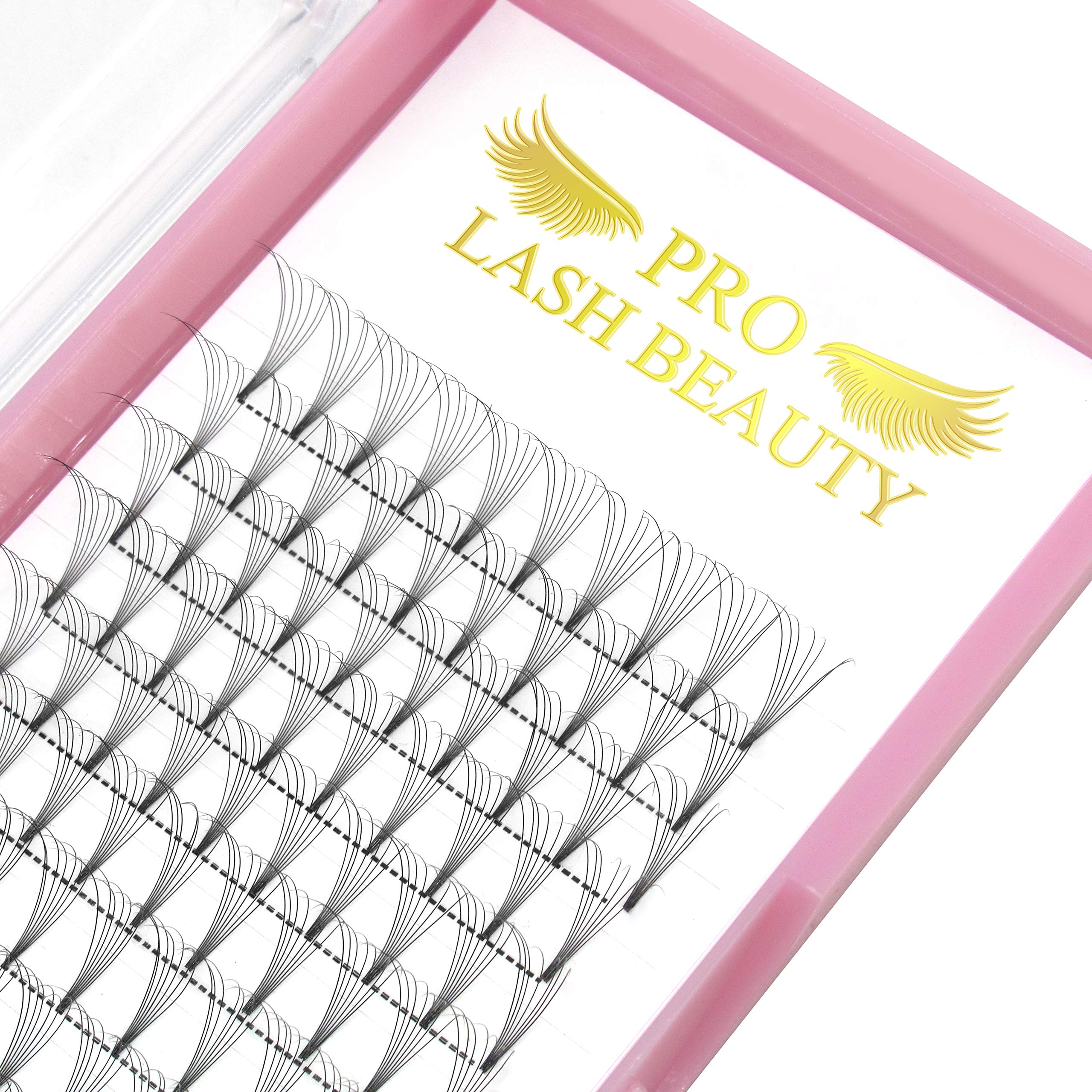 PRO LASHBEAUTY Premade Fans Eyelash Extensions – 7D Volume, Short Stem, C/D Curl, 9–20mm