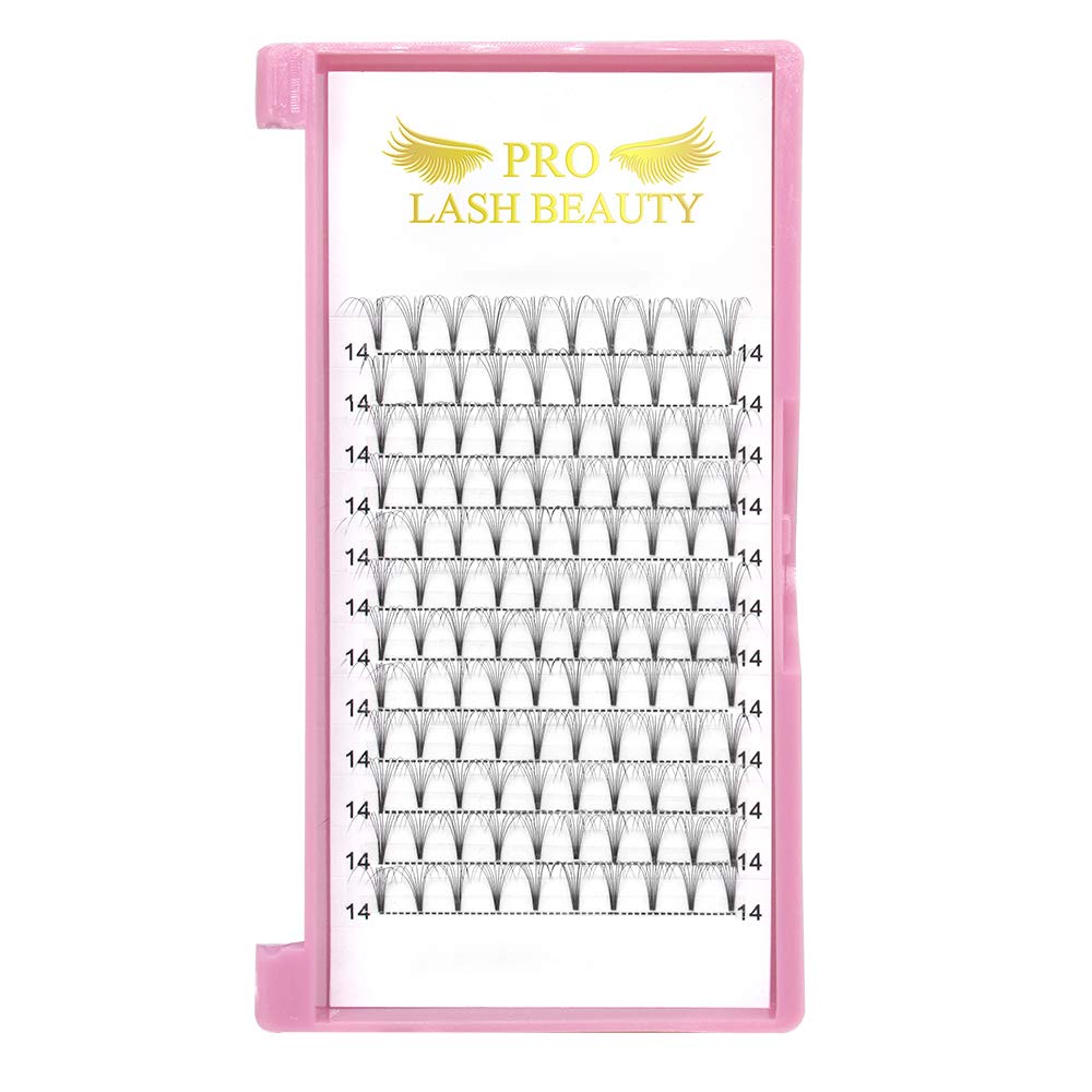 PRO LASHBEAUTY Premade Volume Eyelash Extensions 8D-C-0.07 | 9–20 mm Short Stem Fans