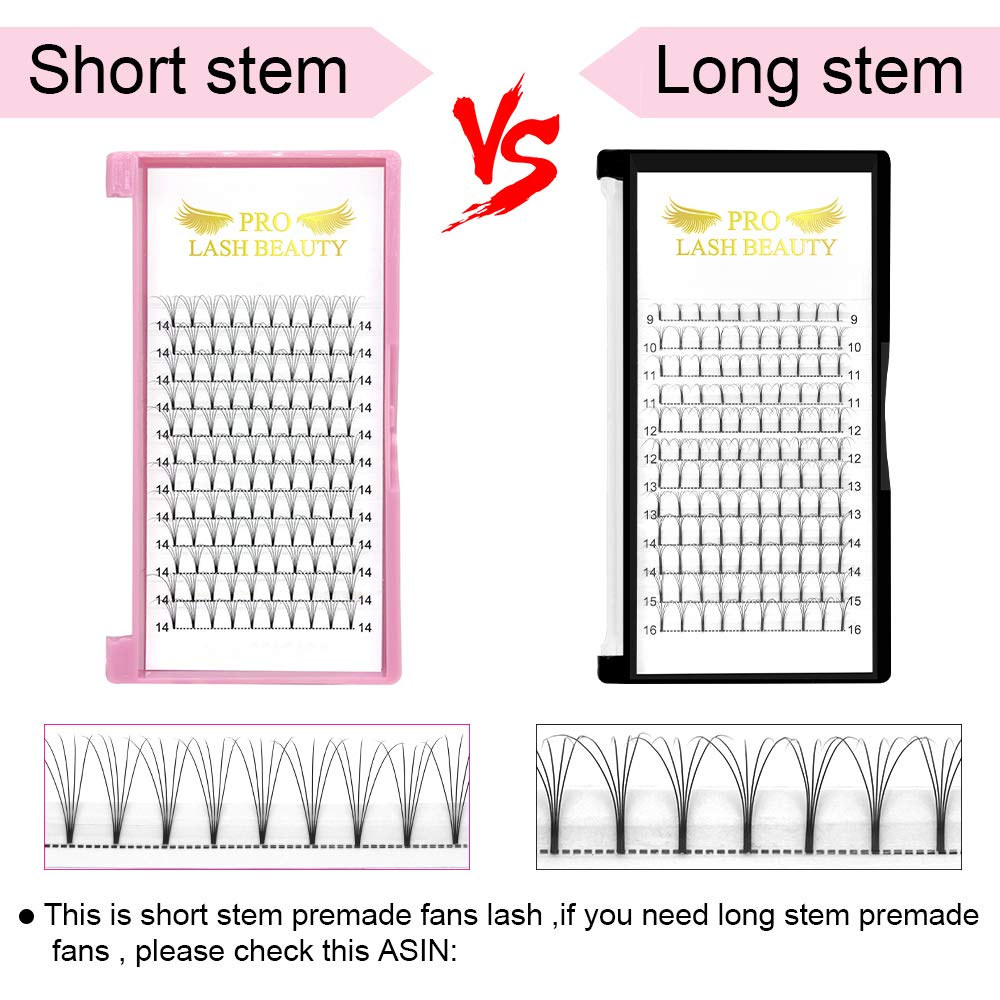 PRO LASHBEAUTY Premade Volume Lashes 5D-D-0.07 18mm – Short Stem, Vegan